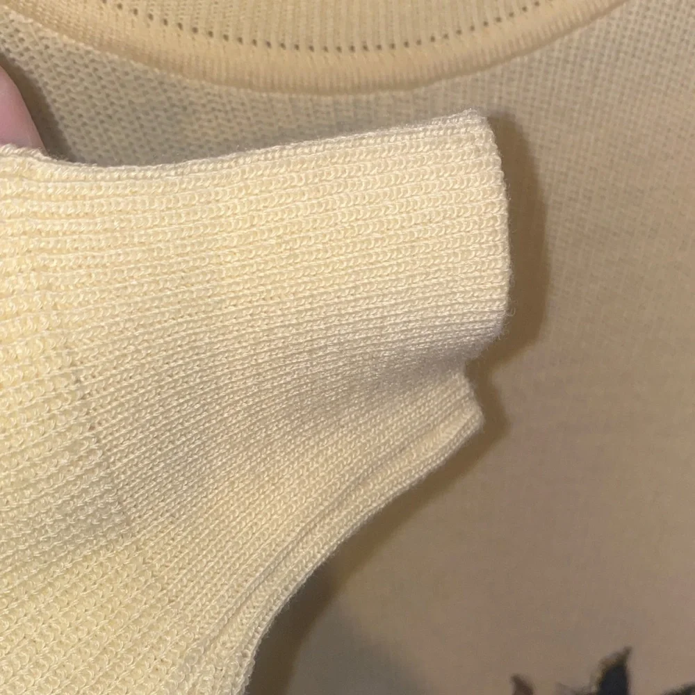 Yellow Cat-Print - patchwork Crewneck Sweater